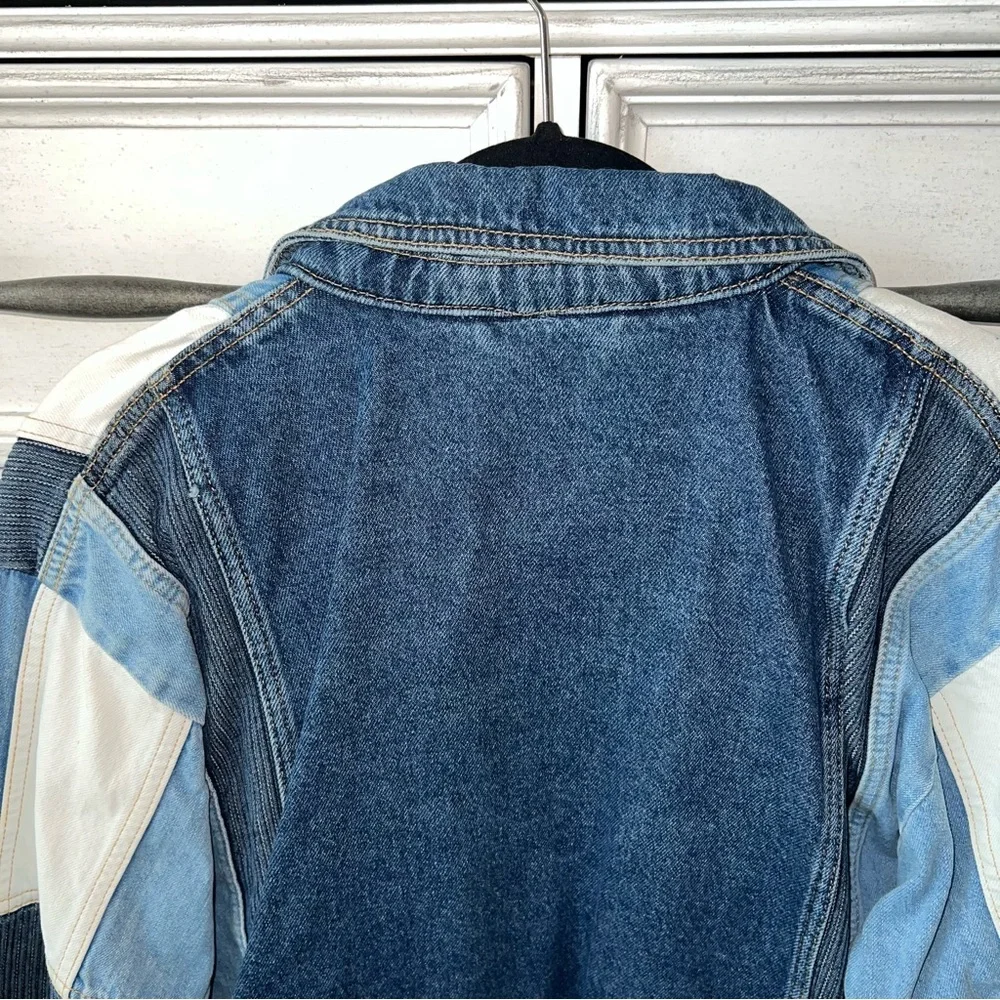 Free People Panel Denim Bomber Jacket - Picture 8 of 8
